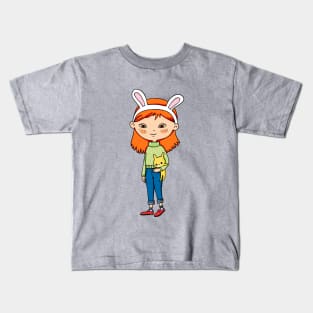 Cute girl with rabbit ears Kids T-Shirt